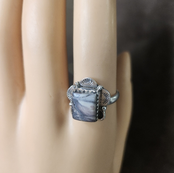 Jewelry - Porcelain Jasper Sterling Silver Ring | 925 Statement Stone | Boho Artisan
